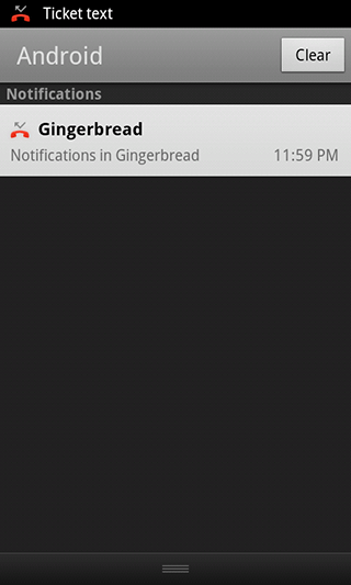 Notifications in Gingerbread 2.3